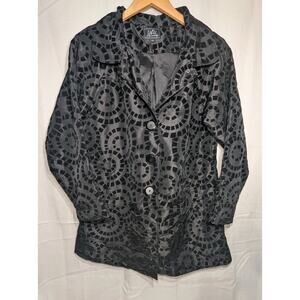 UBU Women's Black Mosaic Style Button Up Jacket Sz S‎ Whimsigoth Statement Edgy